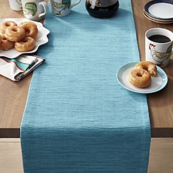 Crate&Barrel Other - Crate and Barrel Aqua Grass Cloth Table Runner 90” | NWT